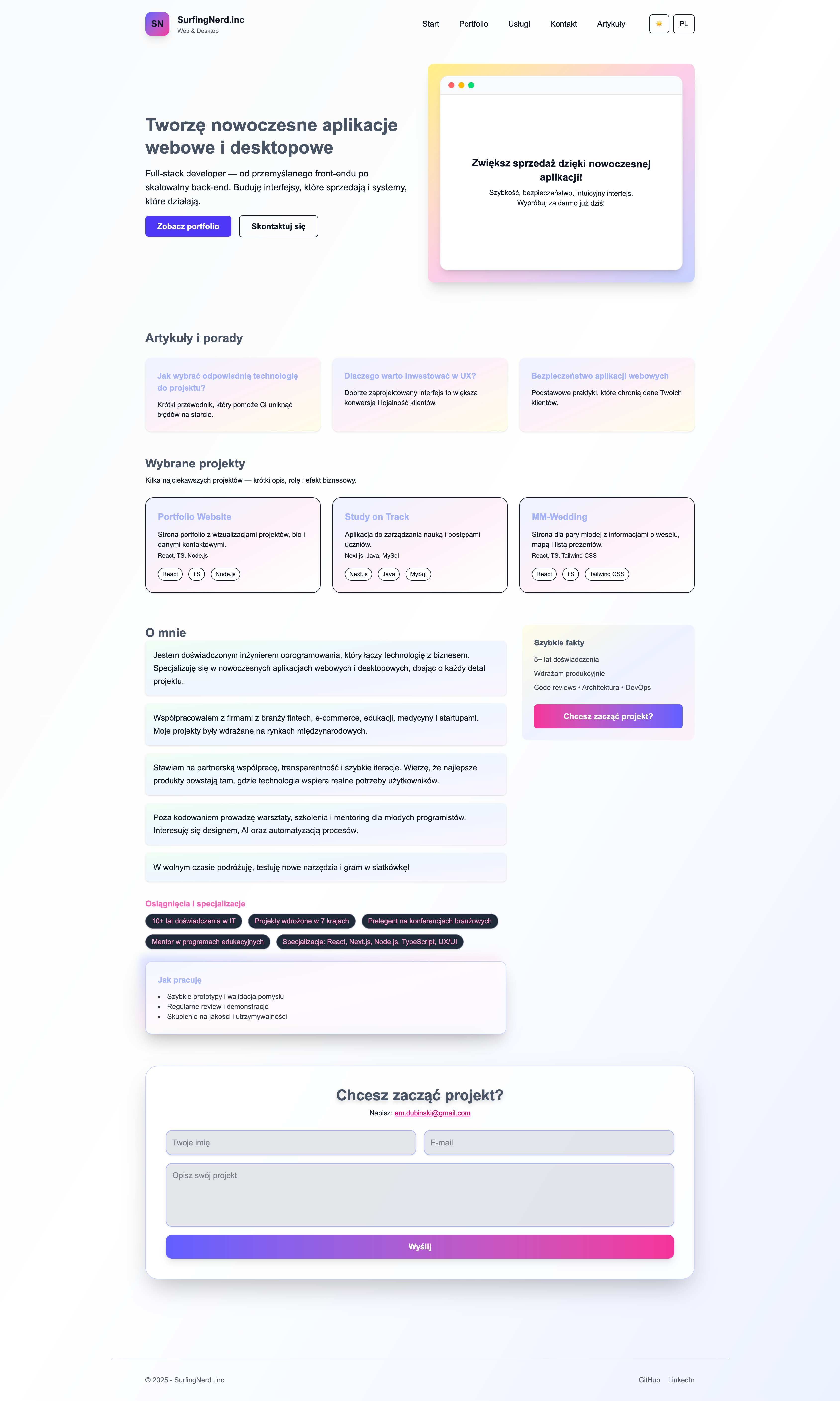 Portfolio deweloperskie screenshot 3